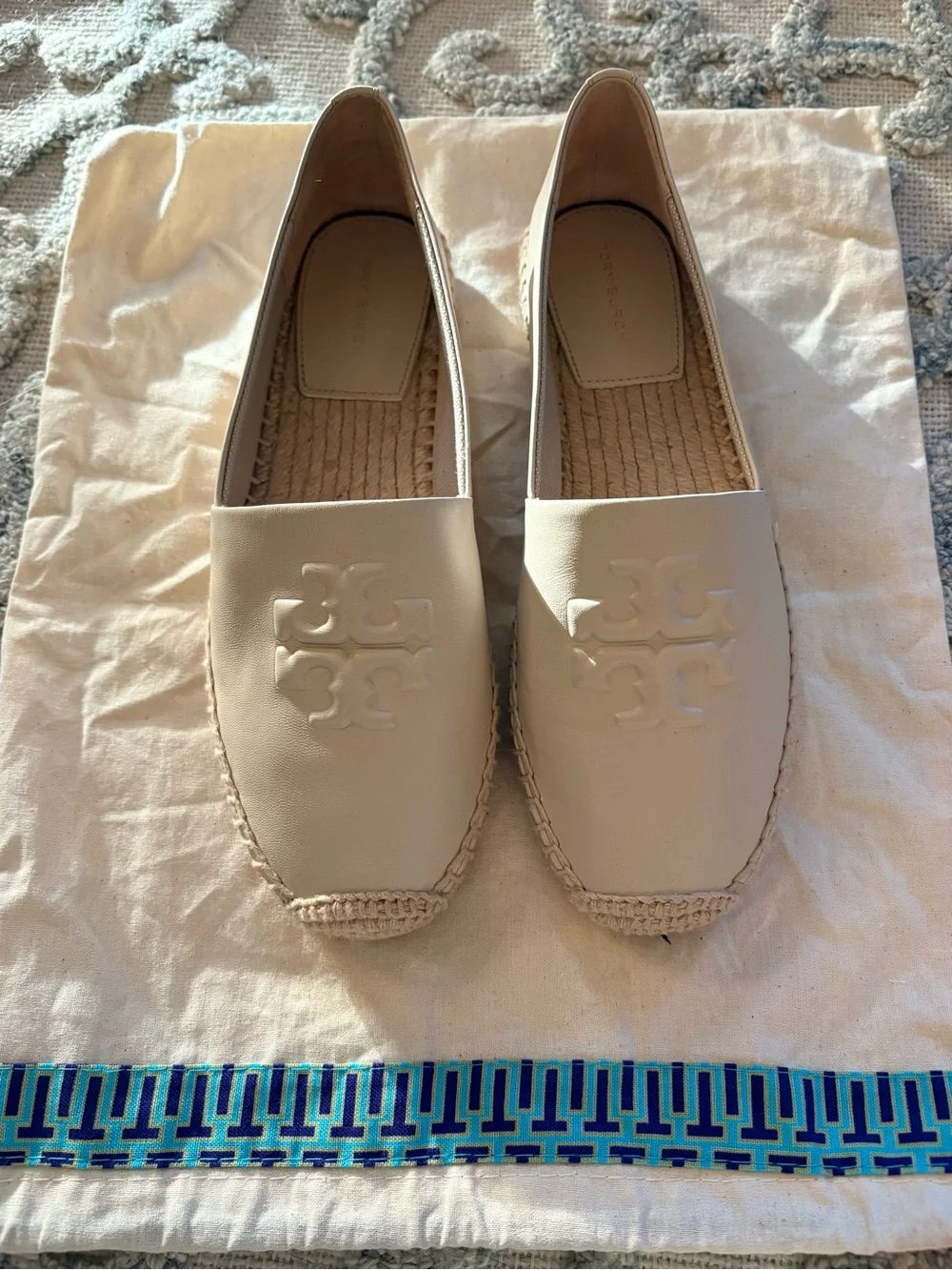 Tory Burch Women's Cream Leather Espadrille Slip-Ons